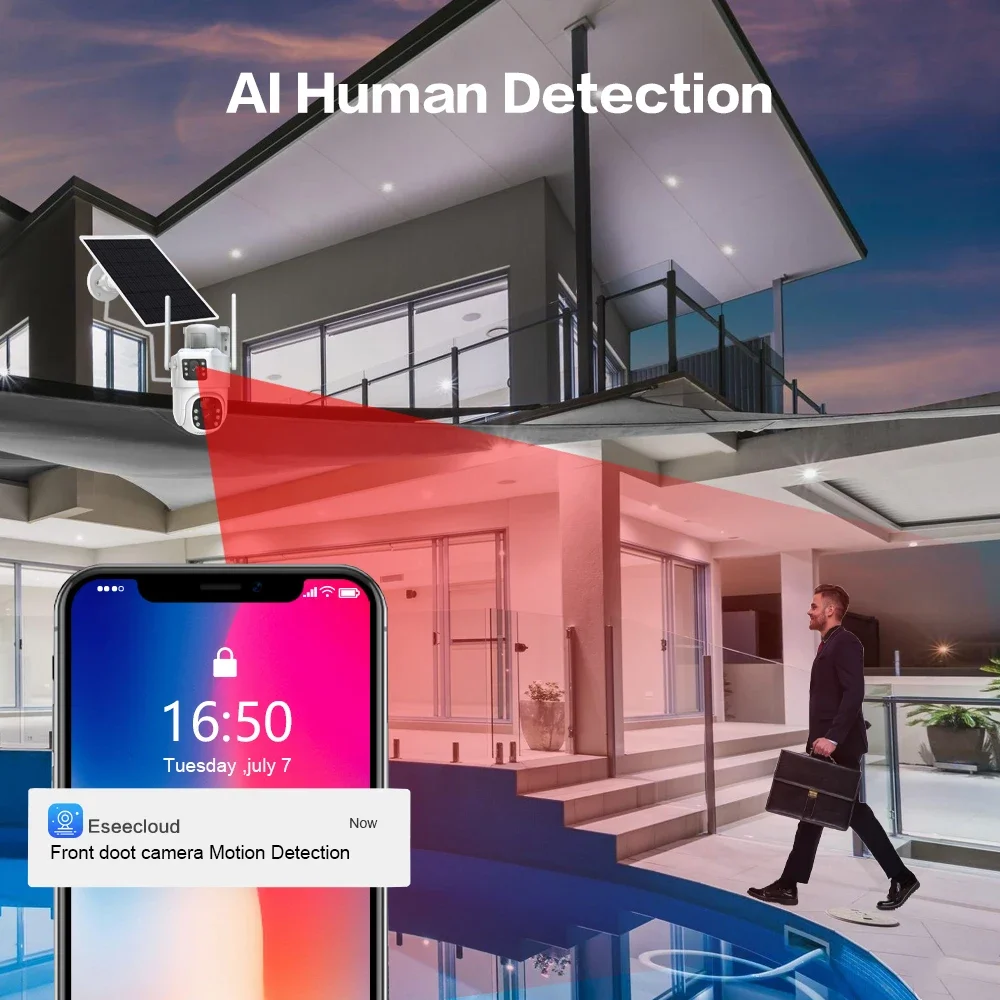 4K 8MP çift Lens Wifi güneş gü - Home Security Premium incelemesi ve fiyatı